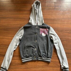 Hello Kitty Gray and Black Varsity Jacket